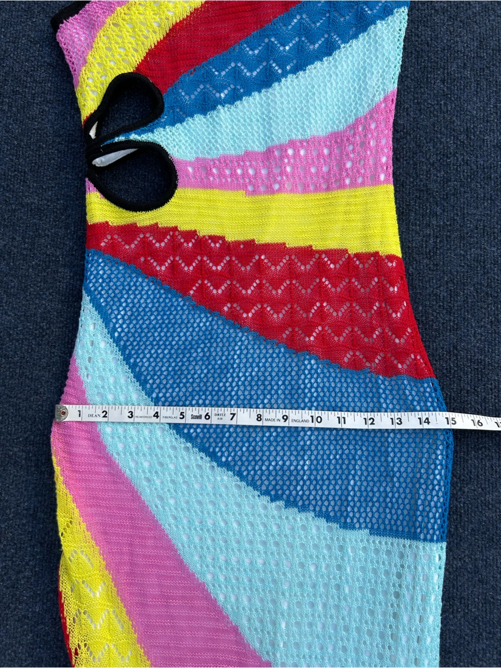 Staud Alpes One-Shoulder Multi-Color Crochet Knit Maxi Dress Rainbow Medium - Picture 13 of 16